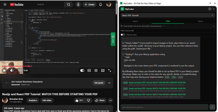 myCodex Chrome Extension side panel